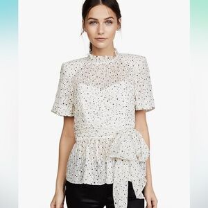 Rebecca Taylor Scattered Star Silk Wrap Blouse
